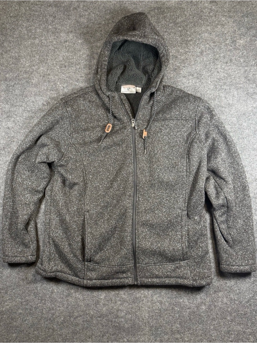 Rugged Elements Men's Size XXL Fleece-Lined Full Zip Mountain Fleece Hoodie Gray